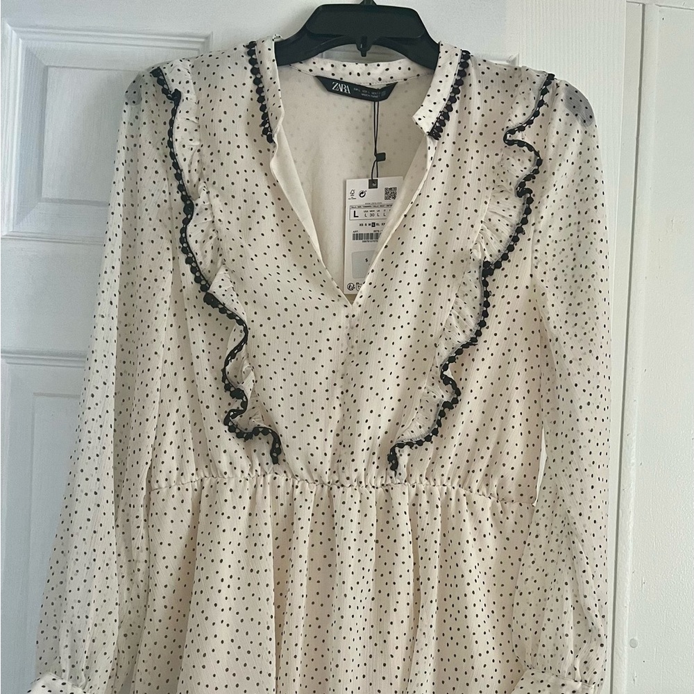 Zara Black and White Polka Dot Dress